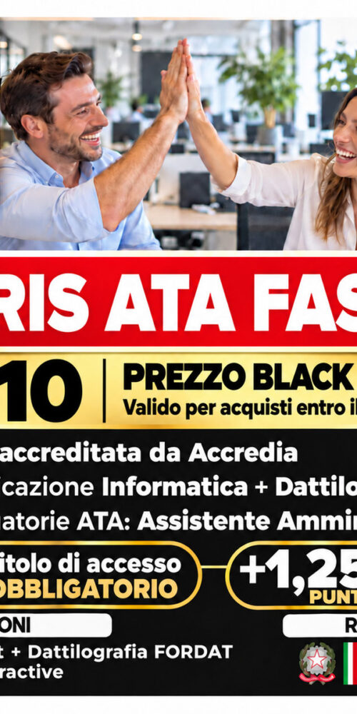 TRIS ATA FAST Black Friday: pacchetto CIAD, Dattilografia FORDAT e Forpass Interactive a 210 euro fino al 1&deg; novembre.