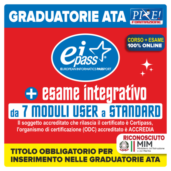 EIPASS: esame integrativo da USER a STANDARD (con bollino Accredia)